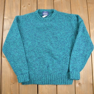 Vintage 1980s Woolrich Knitted Wool Crewneck Sweater / Vintage 90s Crewneck / Blue / 80s Woolrich / 90s Woolrich / Solid Knit