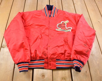 Vtg 80s 90s St Louis Cardinals MLB Baseball USA Starter Satin Bomber Jacket  L