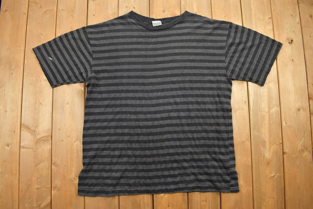 80's/90's Half Sleeve Vertical Stripe Hooded Shirt by Code Zero main image 1