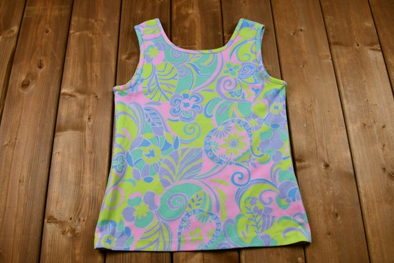 Vintage 1970s Dayglo Paisley Print Polyester Tank… - image 5