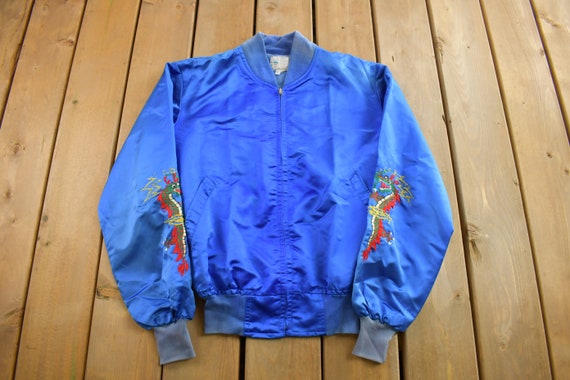 【USSR様】70s Korian Jumper コリジャン 韓国 アメリカ Vintage 1970s Guam USA Korean Sukajan Bomber Jacket / Satin