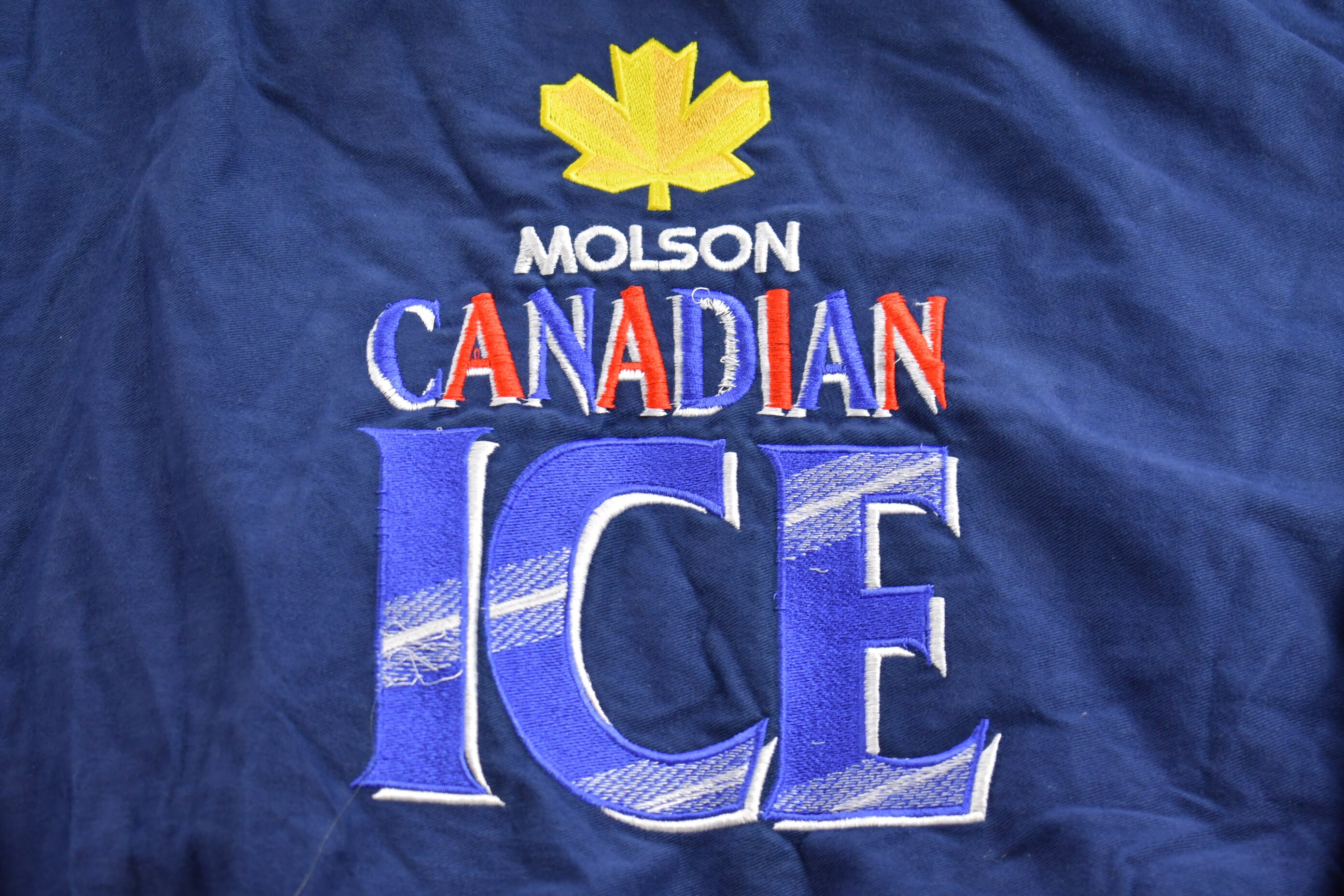 Vintage 1990s Molson Canadian Ice Leather Varsity Jacket 