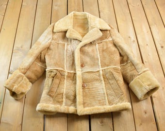 Vintage 1970s Cosa Nova Sherpa Lined Shearling Leather Jacket / Full Length Jacket / Made in Canada / Leather Attic / Size 48