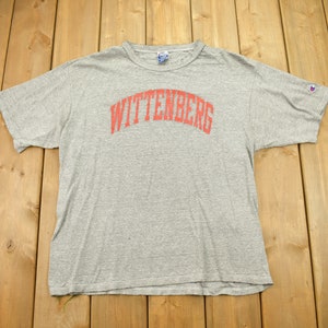 Vintage 1990s Wittenberg Champion Graphic T Shirt / Sportswear / 80s / 90s / Streetwear Fashion / Made In USA / Distressed