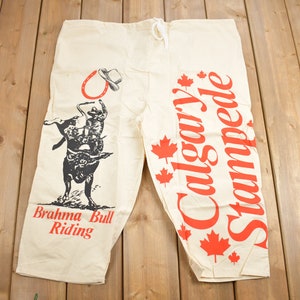Vintage 1990 Calgary Stampede Sugar Sack Shorts / Jeden rozmiar / Sweet Sacks Linebacker / Wyprodukowano w Kanadzie
