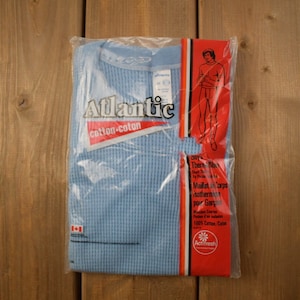 Vintage 1970s Deadstock Atlantic Sanfor Knit Thermal Blue T Shirt / Vintage T Shirt / True Vintage / Deadstock / 70s / Made In Canada