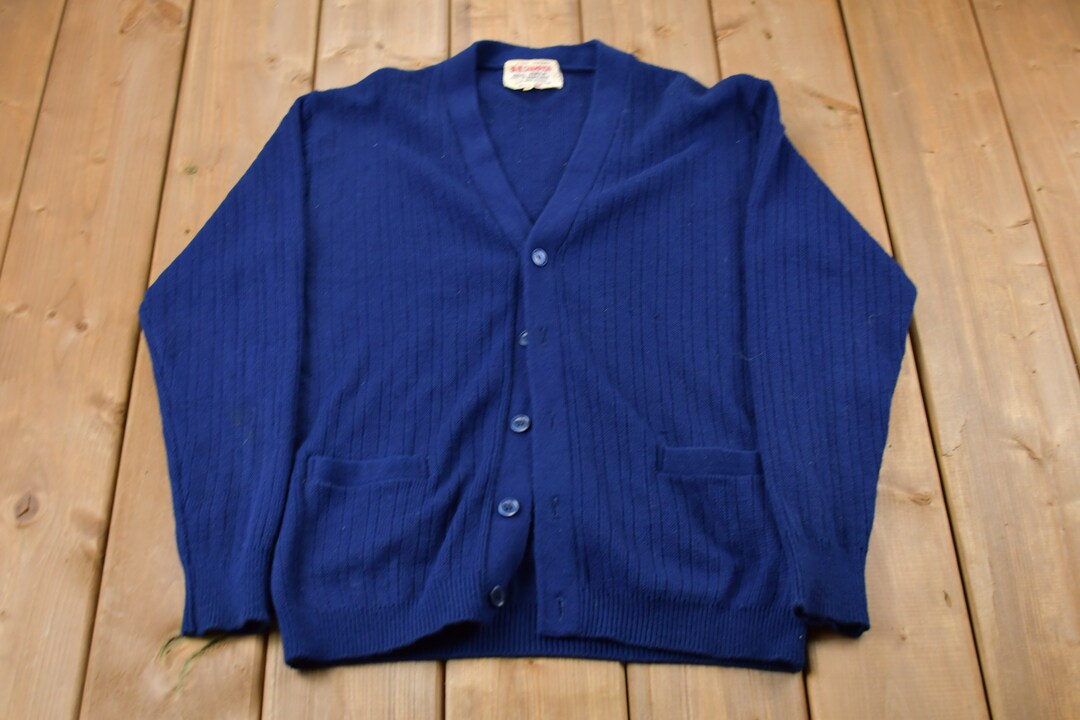 Vintage 1980s Champion Knitted Sweater / Vintage 80s Cardigan 