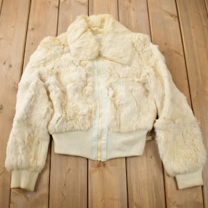Vintage 1980s Mongolian China Rabbit Fur Coat / Vintage Fur Jacket / Authentic Fur / Zip up / True Vintage / Size Womans Large