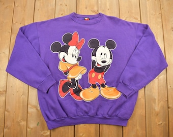 Sudadera vintage de los años 90 de Mickey y Minnie Mouse de Disney / Sudadera de cuello redondo / Sudadera con estampado de dibujos animados / Sudadera estilo años 90 de Disney