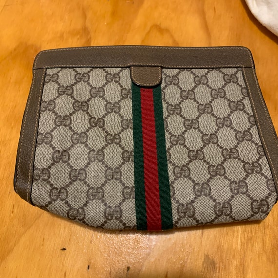 1980s Gucci Leather and Canvas Clutch NOS