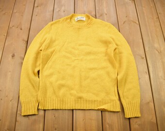 Vintage 1980s Scotch Nap By Old Colony Yellow Knitted Crewneck Sweater / Vintage 90s Crewneck / Blank / Wool Blend / Made In USA