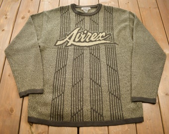 Vintage 1990s Avirex Logo Knit Sweater / Vintage Sweater / 90s Knit/ 90s Avirex