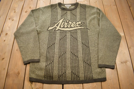 Vintage 1990s Avirex Logo Knit Sweater / Vintage Sweater / 90s 