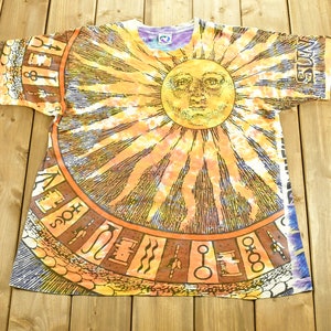 Vintage 1992 Liquid Blue Sun & Moon T Shirt / Liquid Blue / All Over Print / Tie Dye / 90s Liquid Blue / Streetwear / Retro / Made In USA