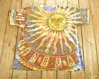 Vintage 1992 Liquid Blue Sun & Moon T Shirt / Liquid Blue / All Over Print / Tie Dye / 90s Liquid Blue / Streetwear / Retro / Made In USA