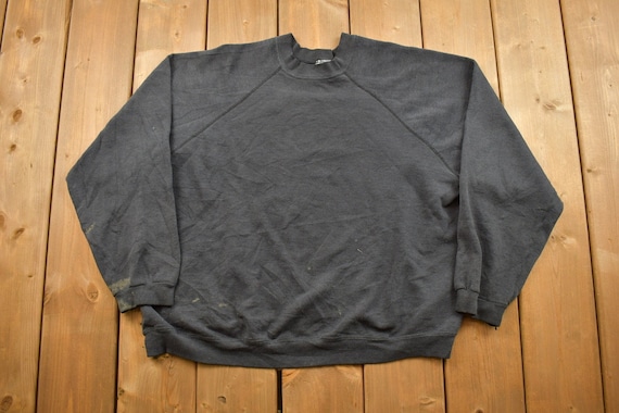 Vintage 90'S Tultex Maximum Sweats, plain, blank sweatshirt, men's size XL cotton navy blue type Vintage Second Hand