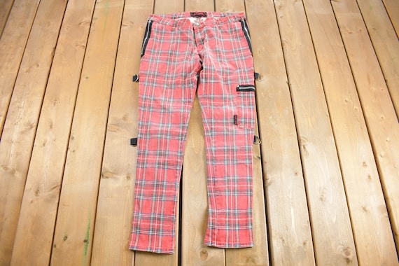 Vintage Y2K Tripp NYC Bondage Pants Size 36 X 30 / Plaid Pants