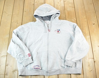 Vintage 1990s Disney Store Full Zip Hoodie Mens XL / Vintage Sweatshirt / Vintage Disney / Mickey / Embroidered Disney Sweater