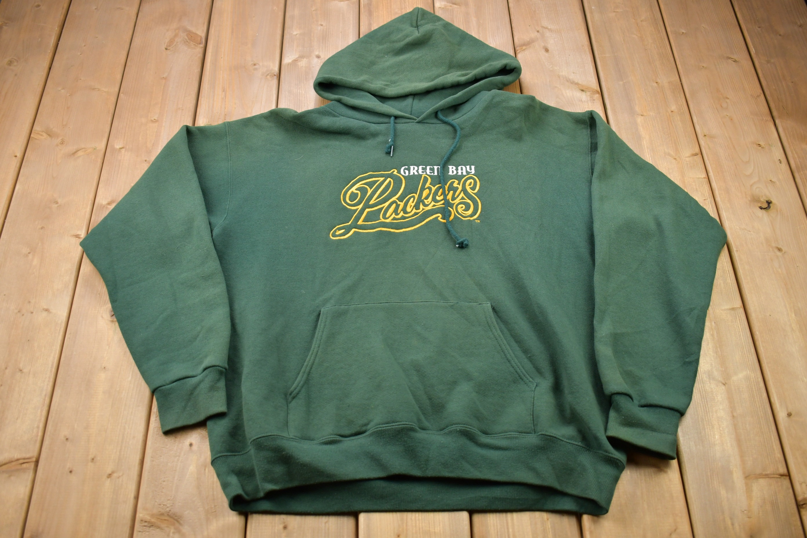 Vintage 1990s Green Bay Packers NFL Embroidered Graphic Hoodie