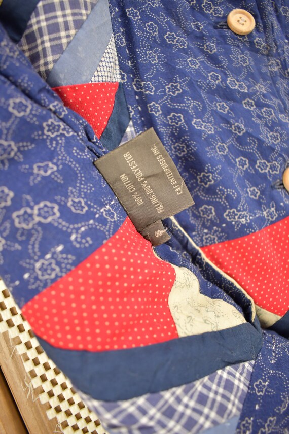 Vintage 1990s Abstract Patchwork Button Up Shirt … - image 5