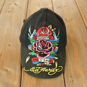 Vintage Y2K Ed Hardy Strap Back Hat / Traditional Tattoo/ Souvenir Cap Embroidered