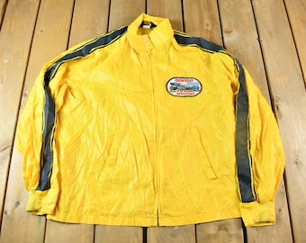 Vintage 1970s Oswego Speedway Yellow Racing Jacket / Swingster Jacket / Made In USA / Size XL / True Vintage / Racing Jacket