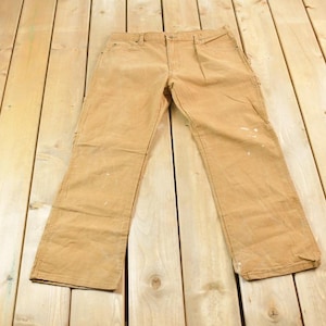 Vintage 2000s Dickie&#39;s Canvas Carpenter Pants Size 34 x 30 / 90s Painter Pants / Streetwear / Distressed Work Pants / Vintage Workwear