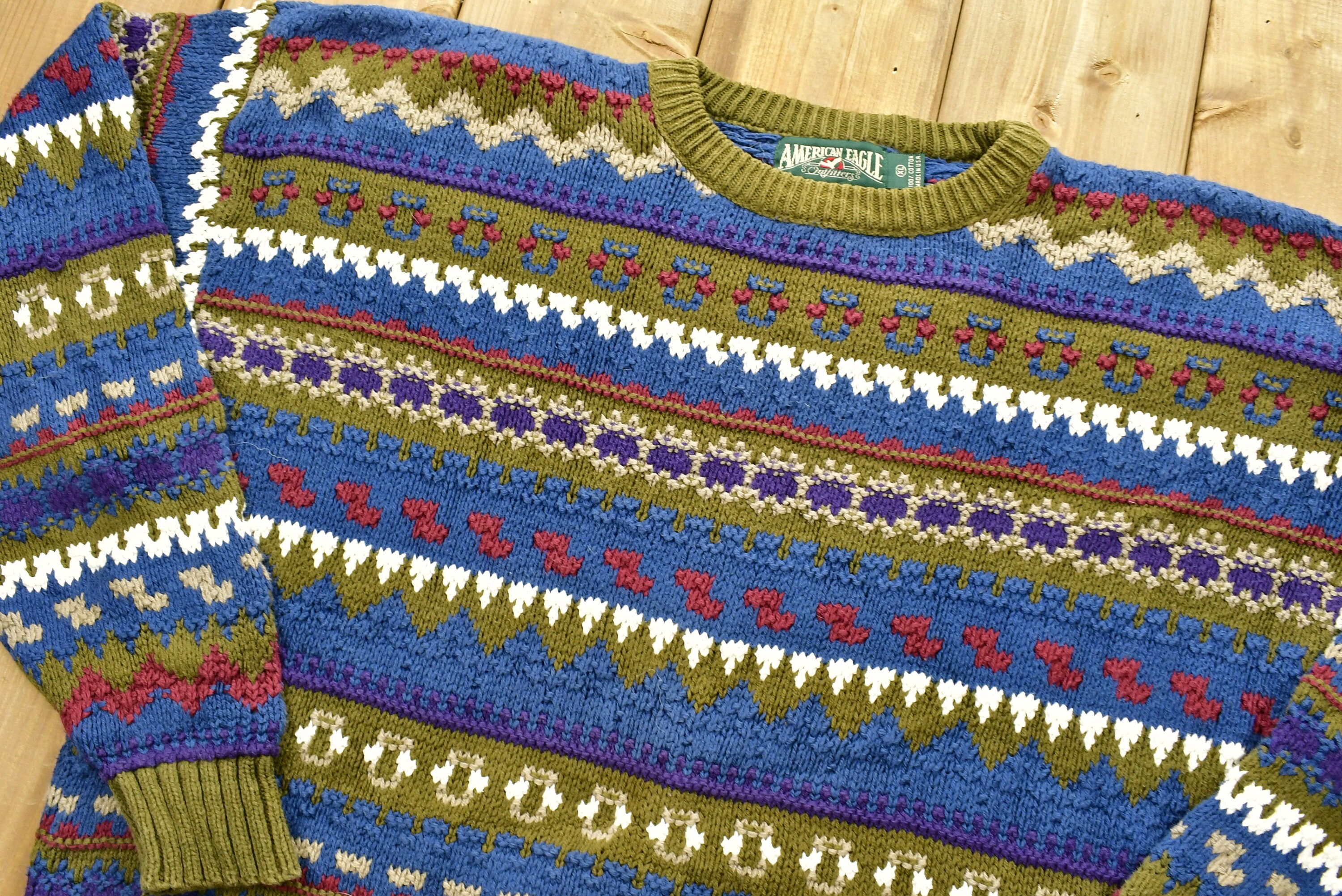 Vintage American Eagle Knitted Sweater / Made in USA / 90s