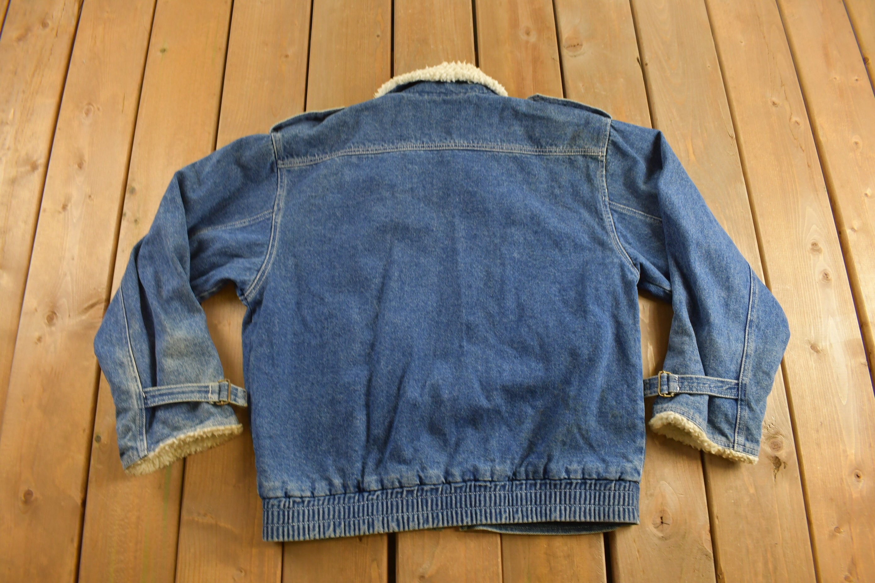 Vintage 1990s Weathered Blues Outerwear Sherpa Lined Denim Jacket 