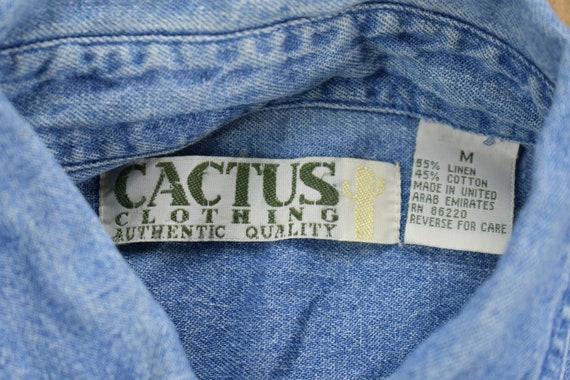 Vintage 1990s Cactus Clothing Button up Denim Shirt / Flowers