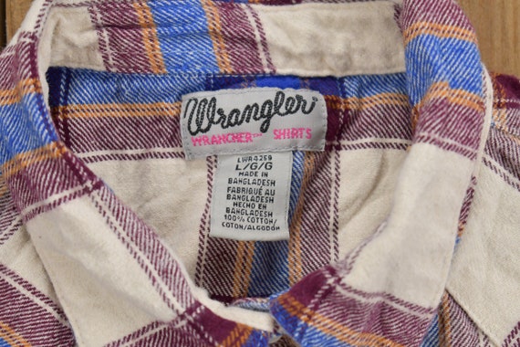 Vintage 1990s Wrangler Wrancher Plaid Flannel But… - image 3