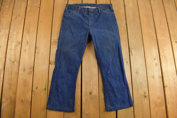 Vintage 1970s Wrangler Dark Wash Denim Jeans 36 x… - image 1