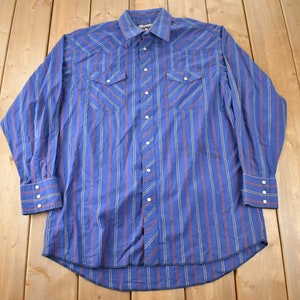 Vintage 1990s Wrangler Western Shirts Pearl Snap Button Up Rodeo Shirt Size XL