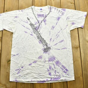 Vintage 90&#39;s Instrument Confetti T-Shirt / Russell Athletics / All Over Print / Single Stitch / Streetwear / Retro Style / Made In USA