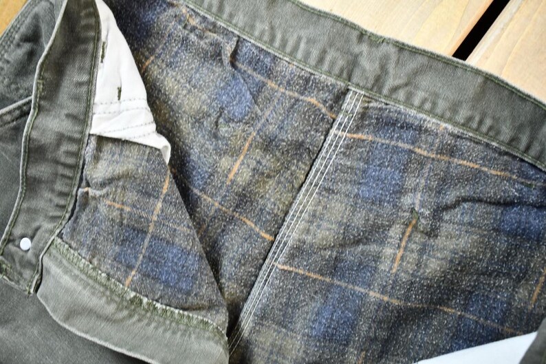 Vintage 1990s Green Blanket Lined Carhartt Work Pants Size 36 x 34 / 90s Carpenter Pants / Vintage Carhartt / Vintage Workwear / Warm Pants immagine 4