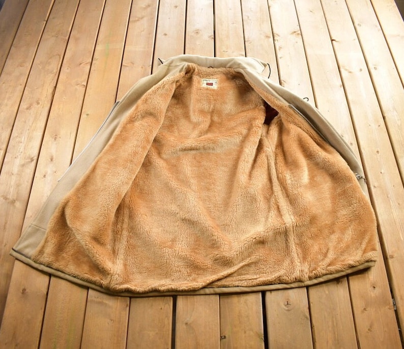 Vintage 1970s Craft Sportswear 100% Wool Toggle Button Up Fur Lined Jacket Made In Canada image 6