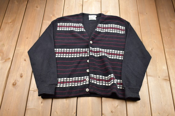 Vintage 1990s Sarly Sportswear Abstract Knitted Sweater / Vintage 