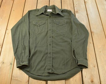 Vintage 1970s Rugged Work N Leisure Workwear Button Up Shirt Men's L / 70's Rugged Shirt / True Vintage