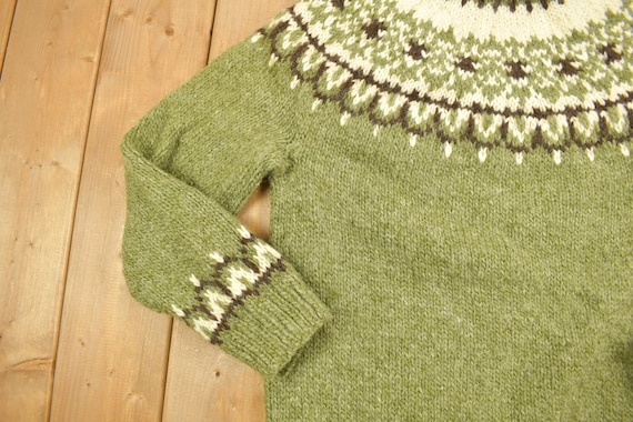 Vintage 1970s Green Nordic Knit Sweater Apres Ski… - image 4