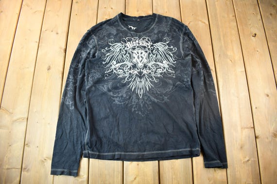 Vintage Y2K Embroidered Long Sleeve Punk Style T-shirt / Skull
