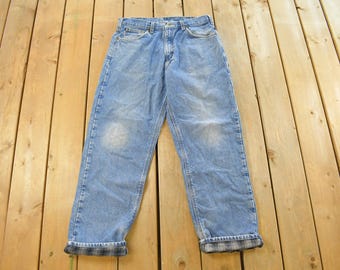 Vintage 1990s Carhartt Flannel Lined Denim Jeans Men's 34 x 31 / 90s Carpenter Pants / Distressed Carhartt / Vintage Workwear