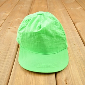 Vintage 1980s Lime Green Snap Back Hat / OSFA / 80s Hat / Vintage Snap Back / Souvenir Cap / Brick Brewing