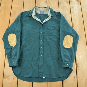 Vintage 1980s Pendleton Wool Flannel Button Up Shirt Men's XL / 80s Button Up / Vintage Pendleton / True Vintage / Outdoors / Elbow Patch image 1