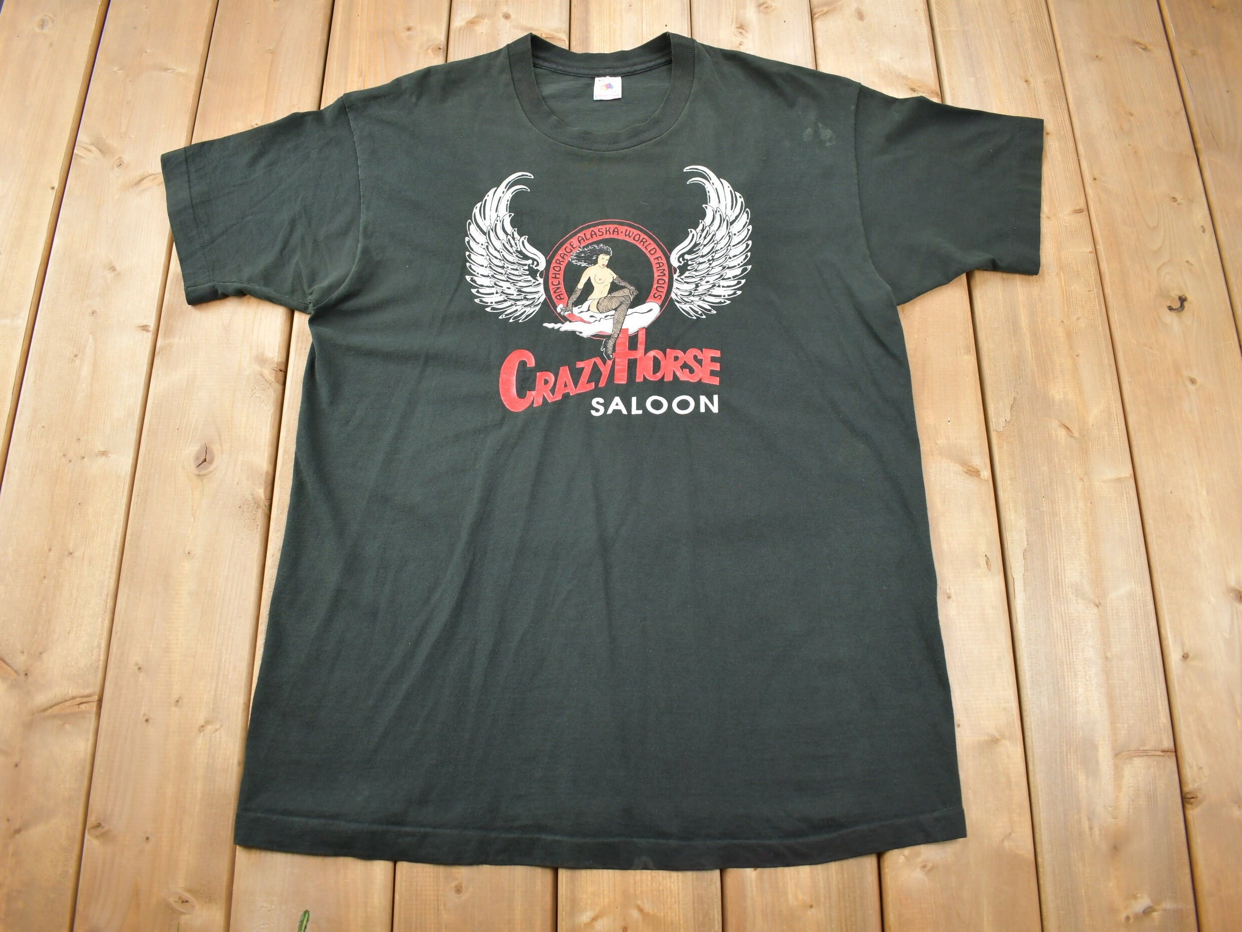 Vintage 1990s Crazy Horse Saloon Graphic T Shirt / Anchorage 