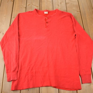 Vintage 1990s LL Bean Henley Thermal Sweatshirt Made In USA