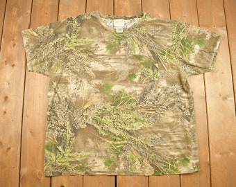 T-shirt Vintage Années 90 - Woodland Camo Pocket - Homme XL - Fabriqué USA