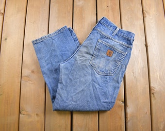 Vintage 1990s Carhartt Work Jeans Size 35 x 26.5 / 90s Carhartt Light Wash / Distressed Carhartt / Vintage 90s Workwear