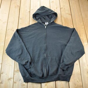 Vintage 1990s Jerzees Full Zip Blank Hoodie Made In USA  / 90s Hoodie / Vintage Sweater / Color Block /