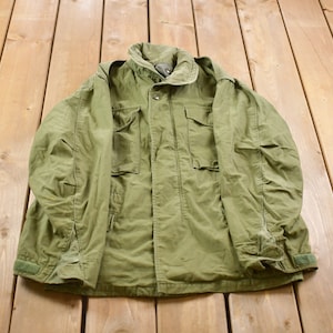 Vintage 1980s Cold Weather Field Coat / Zip Up Jacket / US Army Green / Vintage Army / Military Jacket / Outdoor Wear