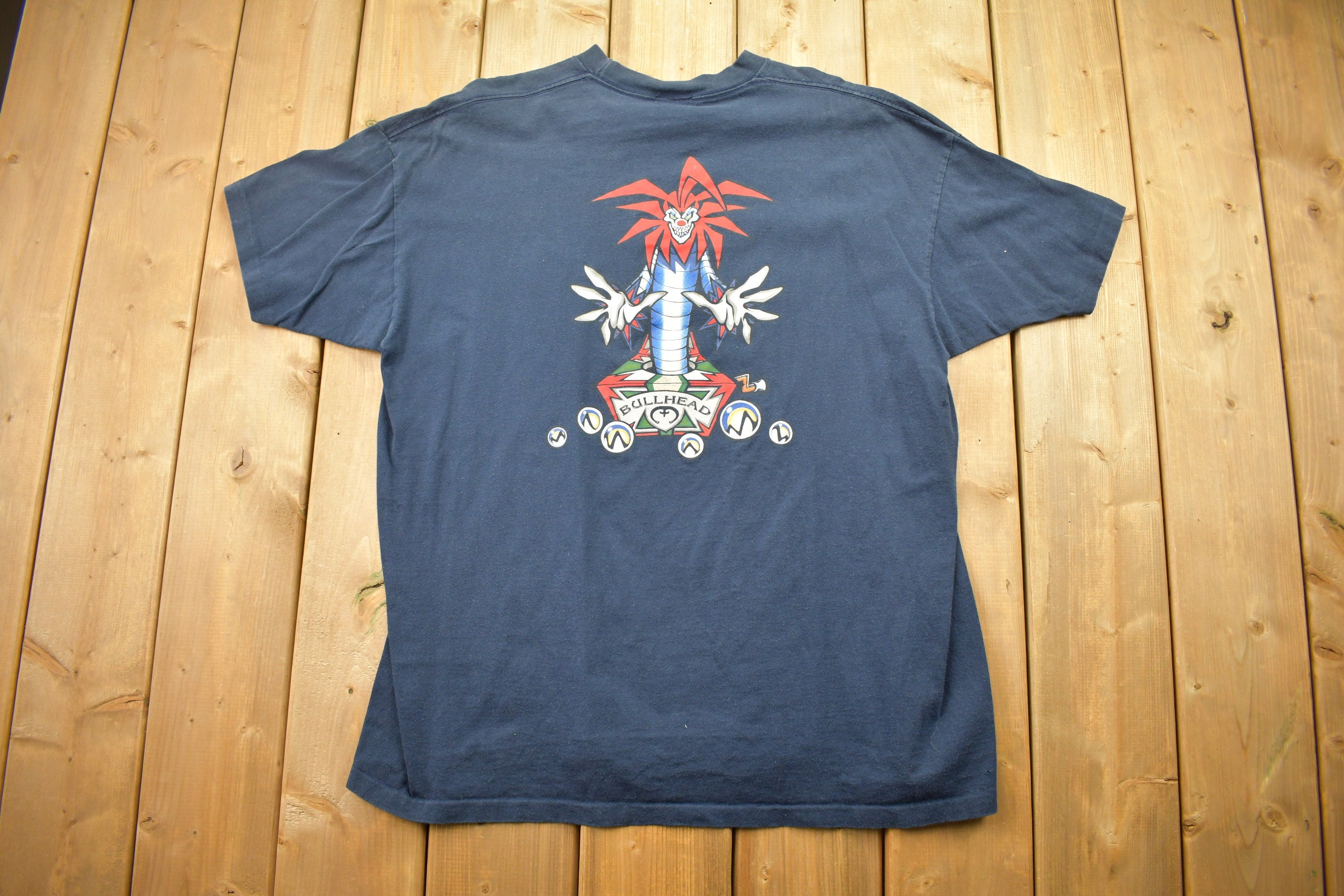 Vintage 1990s Bullhead Denim Clown Graphic T Shirt Mens XL / Brand 